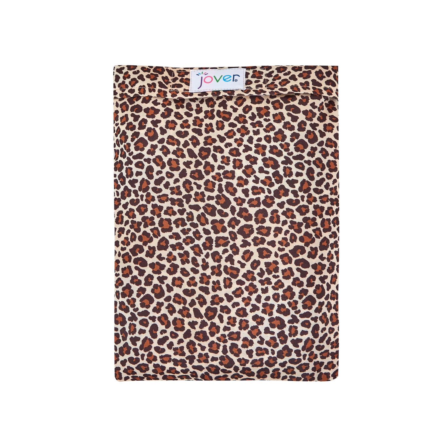 Matching carry/storage bag for leopard-print walker cover with pockets on a white background.