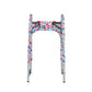 Red, white, and blue cookout-themed print walker cover with pockets on a standard folding walker with wheels on a white background - inside view.