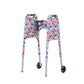 Red, white, and blue cookout-themed print walker cover with pockets on a standard folding walker with wheels on a white background - inside 3/4 view.