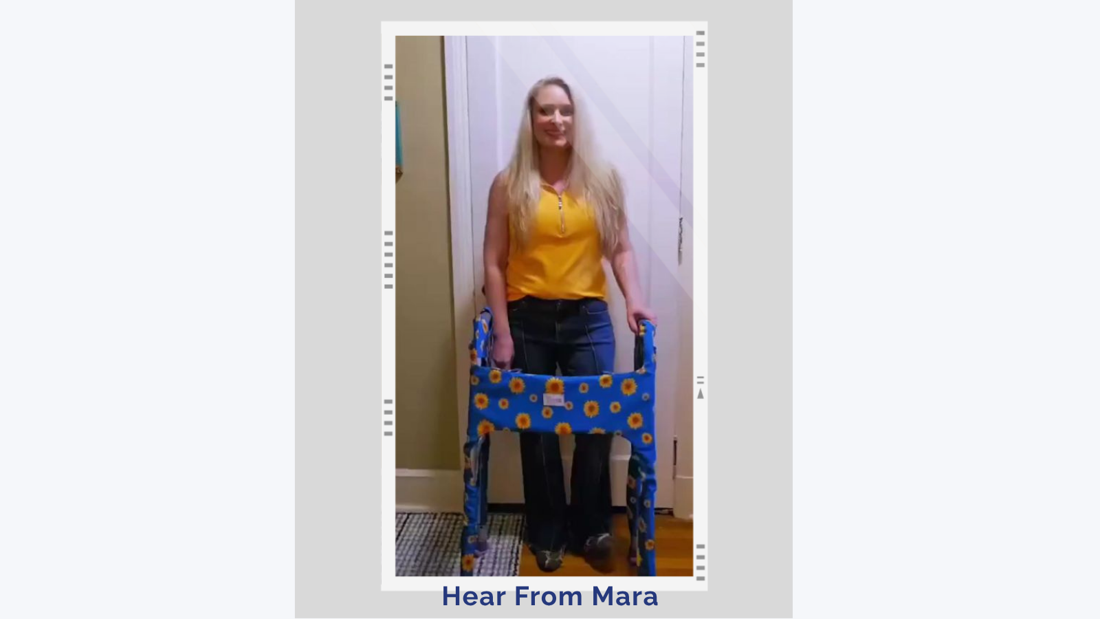 Load video: Mara shares how receiving a Jover Walker Cover during knee surgery recovery boosted her mindset and helped her regain confidence.
