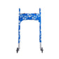 Front view of blue and white floral print walker cover highlighting the Jover logo and tailored nature of the cover.