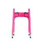 Vibrant pink walker cover for standard folding medical walker provides style and function. Cover is tailored to fit the walker,  has four pockets and secure fit with adjustable hook-and-loop closures. Inside view of closure over front bar shown.
