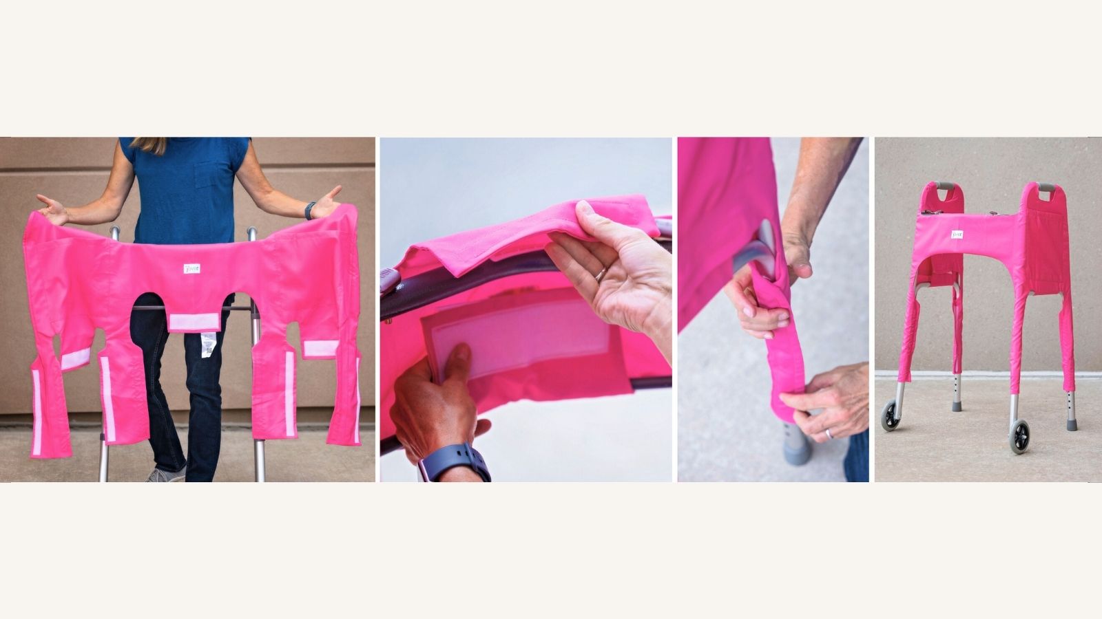 Load video: Product video introducing the features of the Jover Walker Cover and giving instructions on attaching the cover to the standard folding walker.