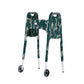 The Jover Walker Cover in Woodland Camouflage pattern, featuring shades of green and gray with black. The walker cover walker accessory is on a front wheeled walker. The view is to the left side, showing a large outside pocket.