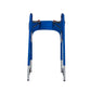 Deep Marine blue walker cover with pockets on a standard folding walker with wheels on a white background - inside view.