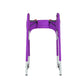 Purple walker cover with pockets on a standard folding walker with wheels on a white background - inside view.