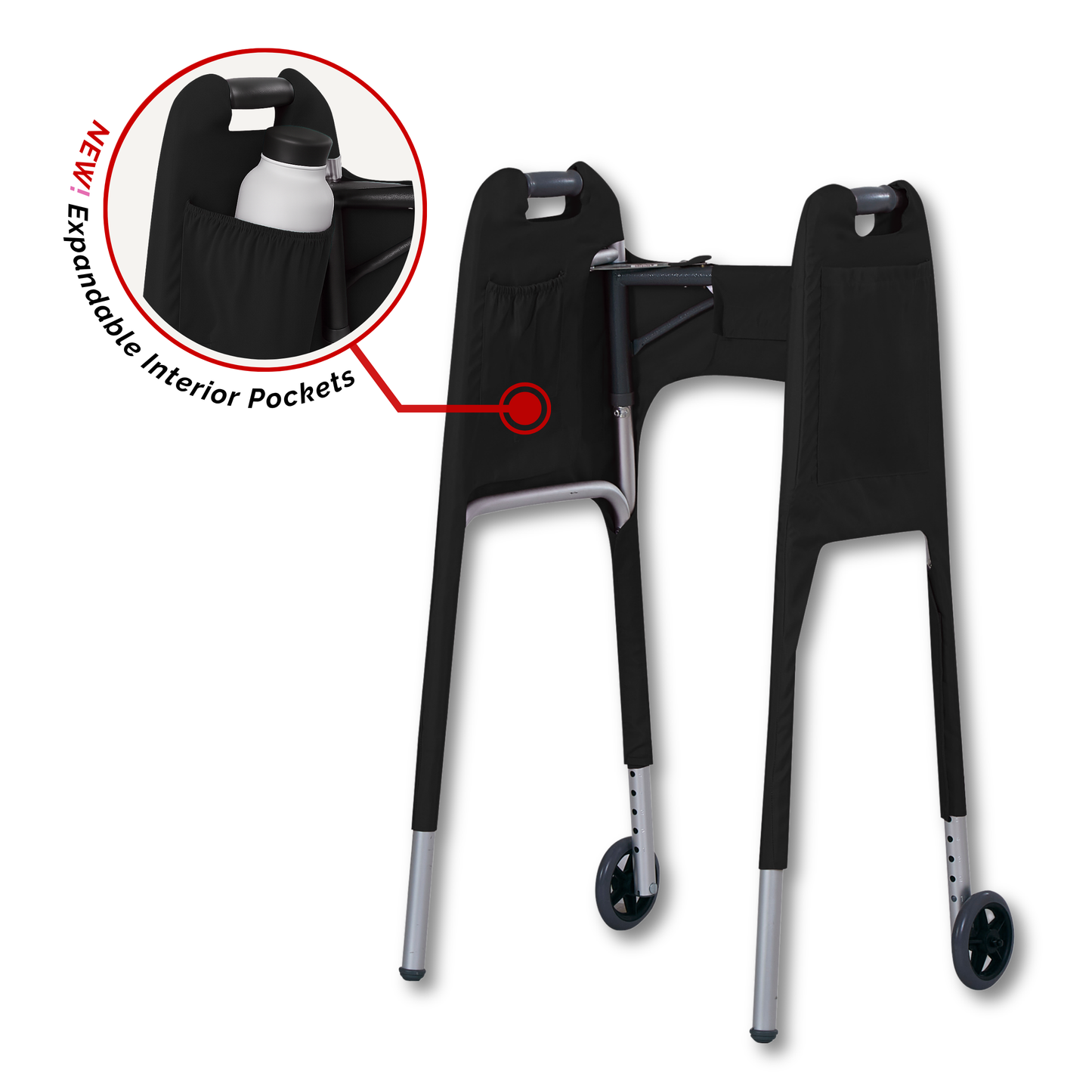 Jover Walker Cover - Essential Black | Solid Black with Pockets & Matching Storage Bag