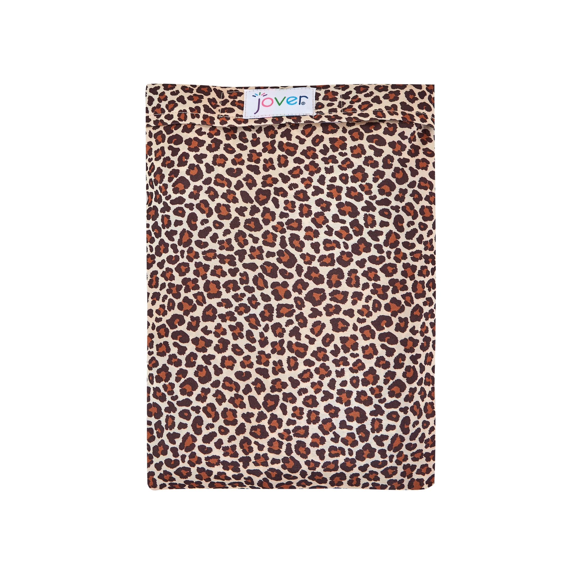 Matching carry/storage bag for leopard-print walker cover with pockets on a white background.