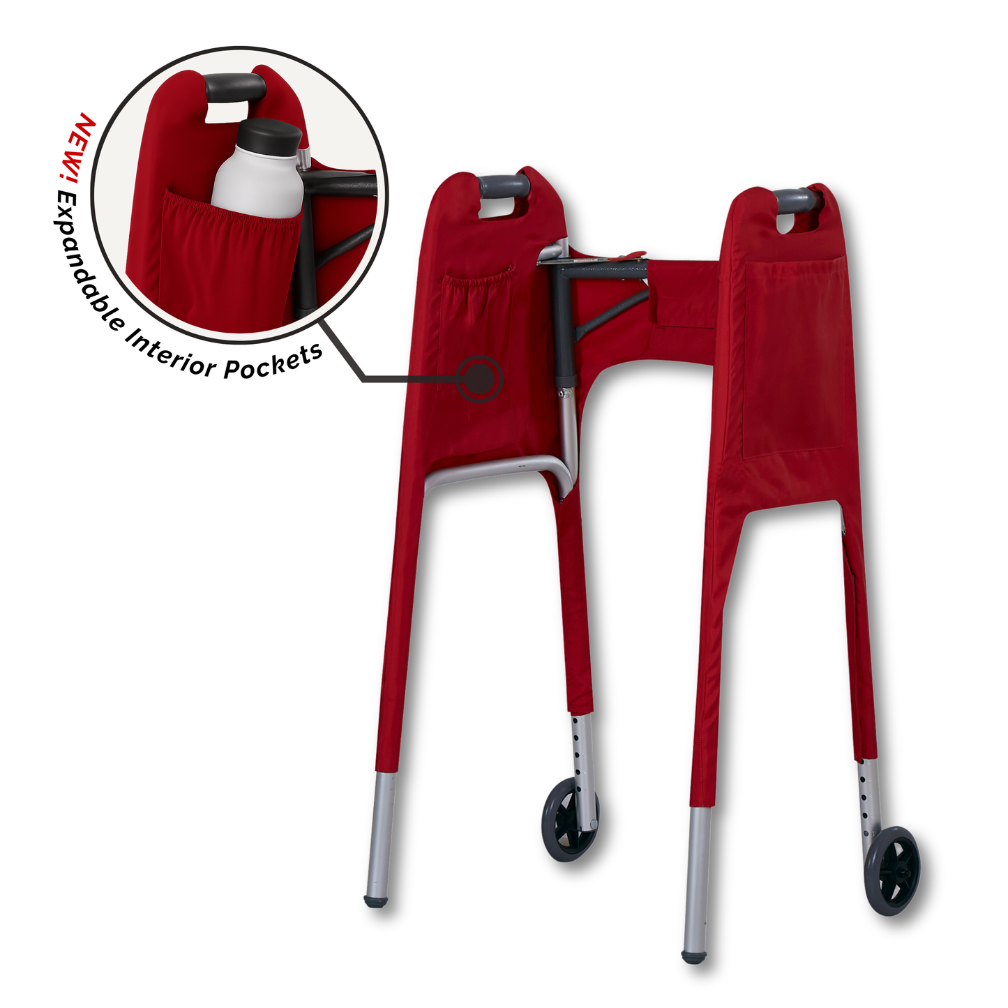 Jover Walker Cover - Signature Red | Solid Red with Pockets & Matching Storage Bag
